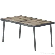 Outsunny Masă de Patio, Masă de Balcon, Masă de Dining pentru Exterior 145 x 85 cm pentru 6 Persoane cu Efect de Lemn, Cadrul din Oțel, Gri | Aosom Romania 