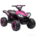 HOMCOM Quad Electric pentru Copii 12V, 2 Viteze, Roți Late cu Claxon și Faruri LED, Vârsta 3-5 Ani, Roz