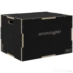 SPORTNOW Box pliometric cu 3 înălțimi din lemn antiderapant, 76-61-51 cm, negru