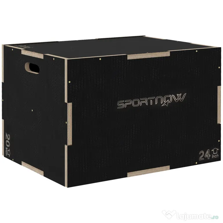 SPORTNOW Cutie Plyometrică 3-in-1 din Lemn Antiderapant, Ideală pentru Fitness Acasă, Dimensiuni 76/61/51cm | Aosom România