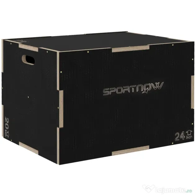 SPORTNOW Cutie Plyometrică 3-in-1 din Lemn Antiderapant, Ideală pentru Fitness Acasă, Dimensiuni 76/61/51cm | Aosom România