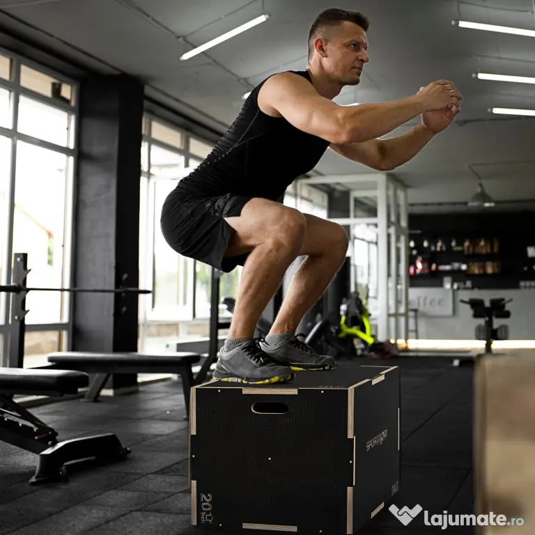 SPORTNOW Cutie Plyometrică 3-in-1 din Lemn Antiderapant, Ideală pentru Fitness Acasă, Dimensiuni 76/61/51cm | Aosom România