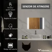 kleankin Oglindă Iluminată LED pentru Baie, Oglindă de Machiaj Reglabilă, 70x50 cm, Eleganță și Funcționalitate | Aosom Romania
