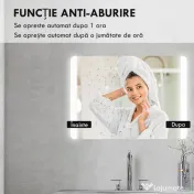 kleankin Oglindă Iluminată LED pentru Baie, Oglindă de Machiaj Reglabilă, 70x50 cm, Eleganță și Funcționalitate | Aosom Romania