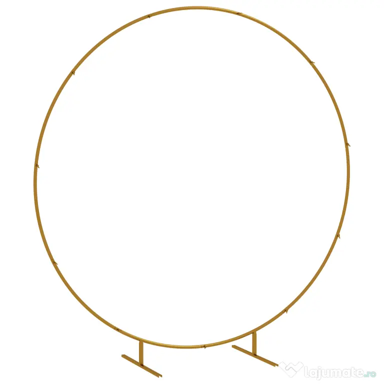 Outsunny Arc de Grădină din Oțel Auriu – Arc Decorativ Rotund pentru Baloane, Plante Cățărătoare, Flori – Pentru Nunți, Aniversări, Ceremonii – 2,24 m | Aosom Romania