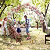 Outsunny Arc de Grădină din Oțel Auriu – Arc Decorativ Rotund pentru Baloane, Plante Cățărătoare, Flori – Pentru Nunți, Aniversări, Ceremonii – 2,24 m | Aosom Romania 