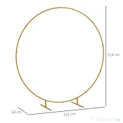 Outsunny Arc de Grădină din Oțel Auriu – Arc Decorativ Rotund pentru Baloane, Plante Cățărătoare, Flori – Pentru Nunți, Aniversări, Ceremonii – 2,24 m | Aosom Romania 