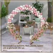 Outsunny Arc de Grădină din Oțel Auriu – Arc Decorativ Rotund pentru Baloane, Plante Cățărătoare, Flori – Pentru Nunți, Aniversări, Ceremonii – 2,24 m | Aosom Romania 