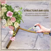 Outsunny Arc de Grădină din Oțel Auriu – Arc Decorativ Rotund pentru Baloane, Plante Cățărătoare, Flori – Pentru Nunți, Aniversări, Ceremonii – 2,24 m | Aosom Romania 