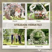Outsunny Arc de Grădină din Oțel Auriu – Arc Decorativ Rotund pentru Baloane, Plante Cățărătoare, Flori – Pentru Nunți, Aniversări, Ceremonii – 2,24 m | Aosom Romania 