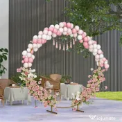 Outsunny Arc de Grădină din Oțel Auriu – Arc Decorativ Rotund pentru Baloane, Plante Cățărătoare, Flori – Pentru Nunți, Aniversări, Ceremonii – 2,24 m | Aosom Romania 