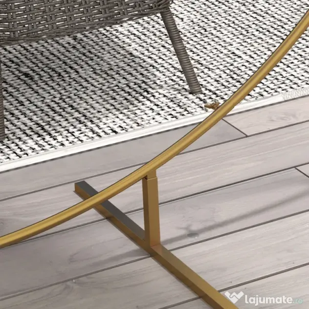 Outsunny Arc de Grădină din Oțel Auriu – Arc Decorativ Rotund pentru Baloane, Plante Cățărătoare, Flori – Pentru Nunți, Aniversări, Ceremonii – 2,24 m | Aosom Romania