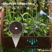 Outsunny Jardinieră de Exterior cu 3 Niveluri și Roți Decorative, din Lemn de Brad cu Orificii de Drenaj, pentru Legume și Flori, pentru Balcon sau Terasă, 62x61x57 cm, Carbonizat | Aosom Romania 
