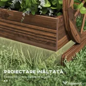 Outsunny Jardinieră de Exterior cu 3 Niveluri și Roți Decorative, din Lemn de Brad cu Orificii de Drenaj, pentru Legume și Flori, pentru Balcon sau Terasă, 62x61x57 cm, Carbonizat | Aosom Romania 