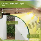 Outsunny Seră Tip Tunel cu 2 Uși, Fermoare și 8 Ferestre, 600x300x200 cm, Alb | Aosom Romania