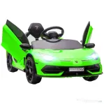 HOMCOM Mașină Electrică pentru Copii 12V Licență Lamborghini cu Claxon și Telecomandă, 107.5cm x 64.5cm x 47cm, Verde