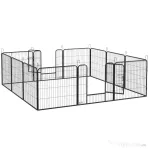 PawHut Țarc pentru câini, 12 panouri modulabile 80x1.5x80 cm, pliabil cu ușă din oțel, 12 țăruși, gri