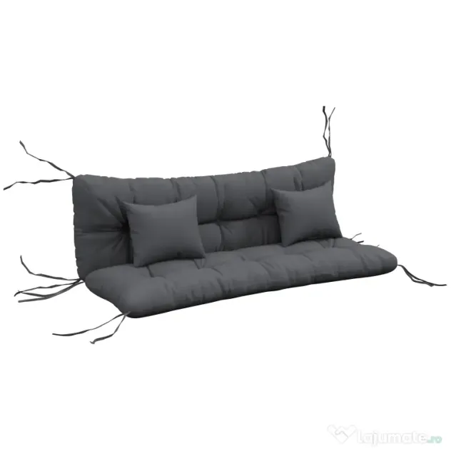 Outsunny Set de 4 Perne pentru Sezut si Spatar de Exterior, Inclusiv 2 Perne Decorative, Hidrofobe, pentru Canapea sau Leagan, Gri | Aosom Romania