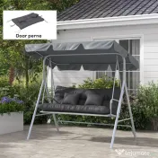Outsunny Set de 4 Perne pentru Sezut si Spatar de Exterior, Inclusiv 2 Perne Decorative, Hidrofobe, pentru Canapea sau Leagan, Gri | Aosom Romania 