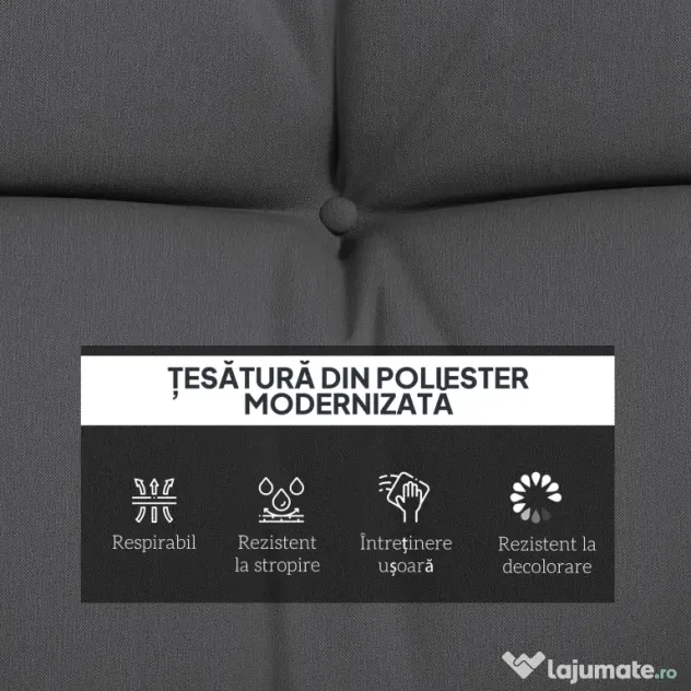 Outsunny Set de 4 Perne pentru Sezut si Spatar de Exterior, Inclusiv 2 Perne Decorative, Hidrofobe, pentru Canapea sau Leagan, Gri | Aosom Romania