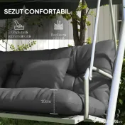 Outsunny Set de 4 Perne pentru Sezut si Spatar de Exterior, Inclusiv 2 Perne Decorative, Hidrofobe, pentru Canapea sau Leagan, Gri | Aosom Romania 