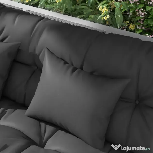 Outsunny Set de 4 Perne pentru Sezut si Spatar de Exterior, Inclusiv 2 Perne Decorative, Hidrofobe, pentru Canapea sau Leagan, Gri | Aosom Romania