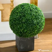 HOMCOM Set de 2 Bile Artificiale, Bile de Arbori Topiari din Buxus, Plante False de Interior în Aer Liber pentru Casă, Ø50cm, Verde | Aosom Romania 