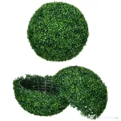 HOMCOM Set de 2 Bile Artificiale, Bile de Arbori Topiari din Buxus, Plante False de Interior în Aer Liber pentru Casă, Ø50cm, Verde | Aosom Romania 