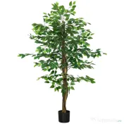 HOMCOM Ficus artificial cu ghiveci de 5 ft, planta artificiala de interior, exterior, pentru decorarea camerei de zi, biroului 