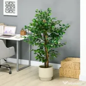 HOMCOM Ficus artificial cu ghiveci de 5 ft, planta artificiala de interior, exterior, pentru decorarea camerei de zi, biroului 
