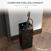 HOMCOM Suport pentru hol din Otel pentru Umbrele Negru