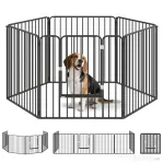 PawHut Țarc pentru câini cu 6 panouri modulabile pentru interior și exterior, din oțel, 164x83x80 cm, negru