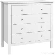 HOMCOM Comodă cu 2 Sertare Mici și 3 Sertare Mari, Comodă de Dormitor din Lemn, 79x39,5x80,5 cm, Alb | Aosom Romania