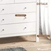 HOMCOM Comodă cu 2 Sertare Mici și 3 Sertare Mari, Comodă de Dormitor din Lemn, 79x39,5x80,5 cm, Alb | Aosom Romania 