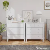 HOMCOM Comodă cu 2 Sertare Mici și 3 Sertare Mari, Comodă de Dormitor din Lemn, 79x39,5x80,5 cm, Alb | Aosom Romania 