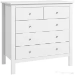 HOMCOM Comodă cu 2 Sertare Mici și 3 Sertare Mari, Comodă de Dormitor din Lemn, 79x39,5x80,5 cm, Alb