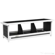 PawHut Cuibar pentru găini cu 3 compartimente, cu bază înălțată și acoperiș, din lemn și bitum, 95x37x34 cm, gri | Aosom Romania