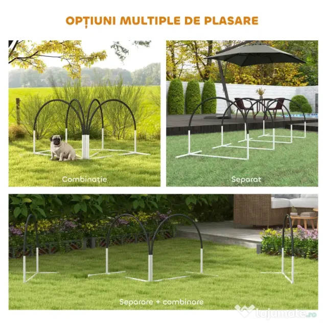 PawHut Kit de Antrenament cu Obstacole pentru Animale de Companie, Set Echipament de Agilitate pentru Câini, 89x69x99 cm, Portoccaliu | Aosom Romania