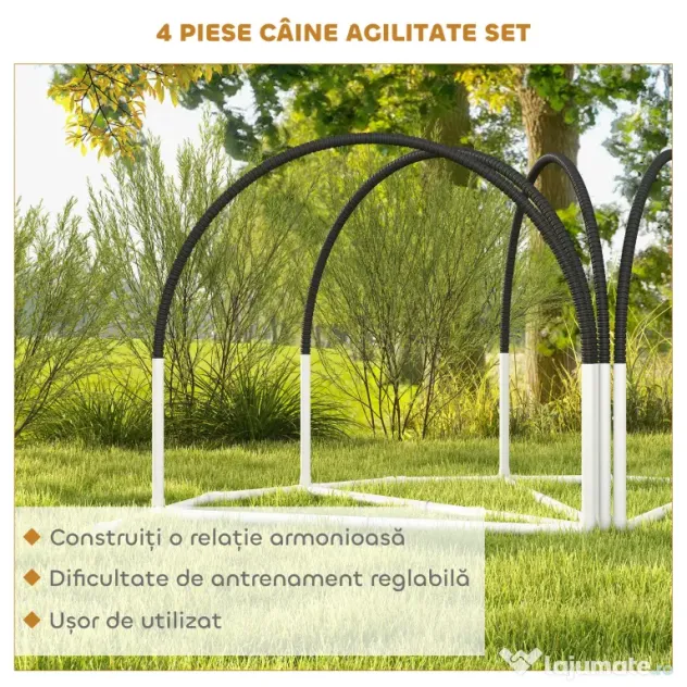 PawHut Kit de Antrenament cu Obstacole pentru Animale de Companie, Set Echipament de Agilitate pentru Câini, 89x69x99 cm, Portoccaliu | Aosom Romania
