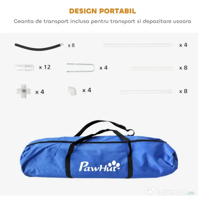 PawHut Kit de Antrenament cu Obstacole pentru Animale de Companie, Set Echipament de Agilitate pentru Câini, 89x69x99 cm, Portoccaliu | Aosom Romania
