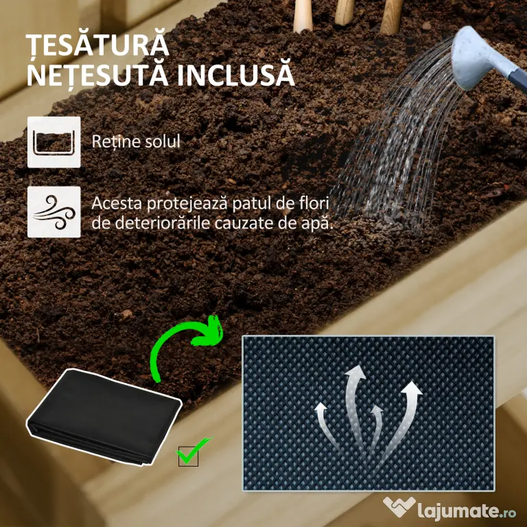 Outsunny Ghiveci inaltat de gradina cu grilaj pentru vita de vie, plante cataratoare, flori, Jardiniera din lemn cu montare pe perete