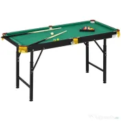 SPORTNOW Masă de biliard cu înălțime reglabilă și accesorii, din MDF și oțel, 140x63x55-75 cm, verde 