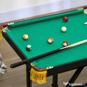 SPORTNOW Masă de biliard cu înălțime reglabilă și accesorii, din MDF și oțel, 140x63x55-75 cm, verde 