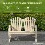 Outsunny Bancă de Grădină cu 2 Locuri, Cotiere în Formă de Roată, Bancă de Exterior din Lemn de Brad, pentru Terasă, Patio și Curte, 108x66x95 cm, Culoare Lemn 