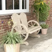 Outsunny Bancă de Grădină cu 2 Locuri, Cotiere în Formă de Roată, Bancă de Exterior din Lemn de Brad, pentru Terasă, Patio și Curte, 108x66x95 cm, Culoare Lemn 