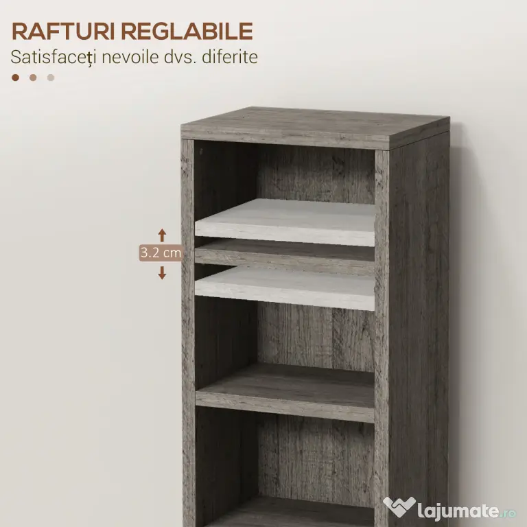 HOMCOM Bibliotecă Raft pentru CD/DVD, Set 2 Bucăți cu 12 Rafturi pentru 204 CD-uri, 21x22,5x88,5 cm, Gri Închis | Aosom Romania
