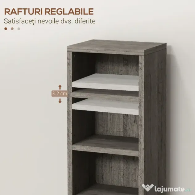 HOMCOM Bibliotecă Raft pentru CD/DVD, Set 2 Bucăți cu 12 Rafturi pentru 204 CD-uri, 21x22,5x88,5 cm, Gri Închis | Aosom Romania