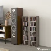 HOMCOM Set de 2 rafturi pentru CD-uri cu polițe reglabile pentru 204 CD-uri, 21x22,5x88,5 cm, gri