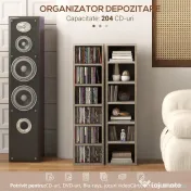 HOMCOM Set de 2 rafturi pentru CD-uri cu polițe reglabile pentru 204 CD-uri, 21x22,5x88,5 cm, gri
