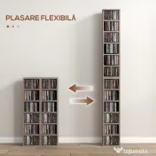 HOMCOM Set de 2 rafturi pentru CD-uri cu polițe reglabile pentru 204 CD-uri, 21x22,5x88,5 cm, gri